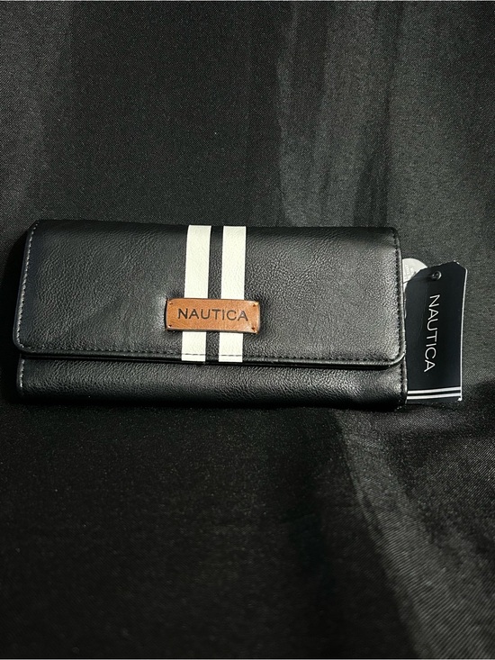 Nautica Handbags - Nautica Money Manager RFID Blocking Black & White Stripe Accent Wallet NWT
